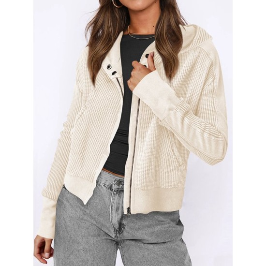 Buttoned Pockets Split-Joint Zipper Hooded Long Sleeves Hooded Outerwear Buttoned Pockets Split-Joint Zipper Hooded Long Sleeves Hooded Outerwear