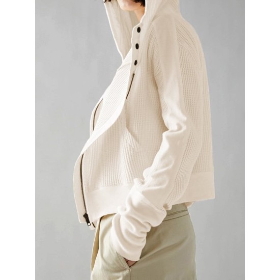 Buttoned Pockets Split-Joint Zipper Hooded Long Sleeves Hooded Outerwear Buttoned Pockets Split-Joint Zipper Hooded Long Sleeves Hooded Outerwear