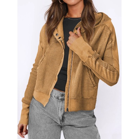 Buttoned Pockets Split-Joint Zipper Hooded Long Sleeves Hooded Outerwear Buttoned Pockets Split-Joint Zipper Hooded Long Sleeves Hooded Outerwear