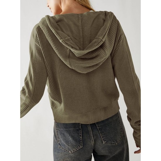 Buttoned Pockets Split-Joint Zipper Hooded Long Sleeves Hooded Outerwear Buttoned Pockets Split-Joint Zipper Hooded Long Sleeves Hooded Outerwear