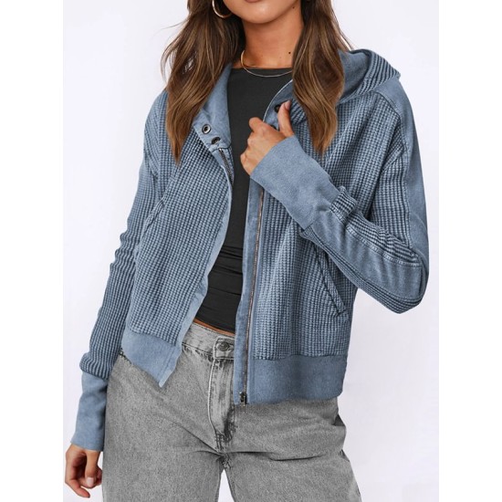 Buttoned Pockets Split-Joint Zipper Hooded Long Sleeves Hooded Outerwear Buttoned Pockets Split-Joint Zipper Hooded Long Sleeves Hooded Outerwear
