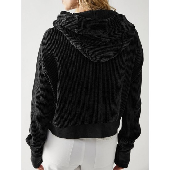 Buttoned Pockets Split-Joint Zipper Hooded Long Sleeves Hooded Outerwear Buttoned Pockets Split-Joint Zipper Hooded Long Sleeves Hooded Outerwear