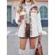 Buttoned Plaid Split-Joint Velvet Long Sleeves Loose Lapel Outerwear Buttoned Plaid Split-Joint Velvet Long Sleeves Loose Lapel Outerwear