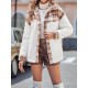 Buttoned Plaid Split-Joint Velvet Long Sleeves Loose Lapel Outerwear Buttoned Plaid Split-Joint Velvet Long Sleeves Loose Lapel Outerwear