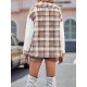 Buttoned Plaid Split-Joint Velvet Long Sleeves Loose Lapel Outerwear Buttoned Plaid Split-Joint Velvet Long Sleeves Loose Lapel Outerwear