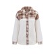 Buttoned Plaid Split-Joint Velvet Long Sleeves Loose Lapel Outerwear Buttoned Plaid Split-Joint Velvet Long Sleeves Loose Lapel Outerwear