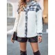 Buttoned Plaid Split-Joint Velvet Long Sleeves Loose Lapel Outerwear Buttoned Plaid Split-Joint Velvet Long Sleeves Loose Lapel Outerwear