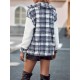 Buttoned Plaid Split-Joint Velvet Long Sleeves Loose Lapel Outerwear Buttoned Plaid Split-Joint Velvet Long Sleeves Loose Lapel Outerwear