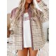 Buttoned Contrast Color Plaid Pockets Split-Joint Long Sleeves Loose Lapel Outerwear Jackets Buttoned Contrast Color Plaid Pockets Split-Joint Long Sleeves Loose Lapel Outerwear Jackets
