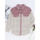 Buttoned Contrast Color Plaid Pockets Split-Joint Long Sleeves Loose Lapel Outerwear Jackets Buttoned Contrast Color Plaid Pockets Split-Joint Long Sleeves Loose Lapel Outerwear Jackets