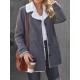 Buttoned Pockets Velvet Long Sleeves Loose Notched Collar Outerwear Buttoned Pockets Velvet Long Sleeves Loose Notched Collar Outerwear