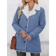 Buttoned Pockets Velvet Long Sleeves Loose Notched Collar Outerwear Buttoned Pockets Velvet Long Sleeves Loose Notched Collar Outerwear