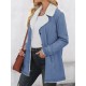 Buttoned Pockets Velvet Long Sleeves Loose Notched Collar Outerwear Buttoned Pockets Velvet Long Sleeves Loose Notched Collar Outerwear