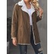 Buttoned Pockets Velvet Long Sleeves Loose Notched Collar Outerwear Buttoned Pockets Velvet Long Sleeves Loose Notched Collar Outerwear