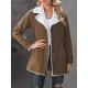 Buttoned Pockets Velvet Long Sleeves Loose Notched Collar Outerwear Buttoned Pockets Velvet Long Sleeves Loose Notched Collar Outerwear