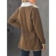 Buttoned Pockets Velvet Long Sleeves Loose Notched Collar Outerwear Buttoned Pockets Velvet Long Sleeves Loose Notched Collar Outerwear