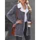 Buttoned Pockets Velvet Long Sleeves Loose Notched Collar Outerwear Buttoned Pockets Velvet Long Sleeves Loose Notched Collar Outerwear