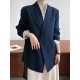 Asymmetric Buttoned Pockets Solid Color Tied Long Sleeves Loose V-Neck Outerwear Blazer Asymmetric Buttoned Pockets Solid Color Tied Long Sleeves Loose V-Neck Outerwear Blazer