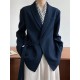 Asymmetric Buttoned Pockets Solid Color Tied Long Sleeves Loose V-Neck Outerwear Blazer Asymmetric Buttoned Pockets Solid Color Tied Long Sleeves Loose V-Neck Outerwear Blazer