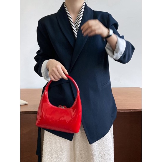 Asymmetric Buttoned Pockets Solid Color Tied Long Sleeves Loose V-Neck Outerwear Blazer Asymmetric Buttoned Pockets Solid Color Tied Long Sleeves Loose V-Neck Outerwear Blazer