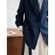 Asymmetric Buttoned Pockets Solid Color Tied Long Sleeves Loose V-Neck Outerwear Blazer Asymmetric Buttoned Pockets Solid Color Tied Long Sleeves Loose V-Neck Outerwear Blazer