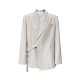 Asymmetric Buttoned Pockets Solid Color Tied Long Sleeves Loose V-Neck Outerwear Blazer Asymmetric Buttoned Pockets Solid Color Tied Long Sleeves Loose V-Neck Outerwear Blazer
