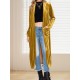Pockets Solid Color Split-Joint Velvet Long Sleeves Loose Collarless Outerwear Pockets Solid Color Split-Joint Velvet Long Sleeves Loose Collarless Outerwear
