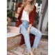 Pockets Solid Color Split-Joint Velvet Long Sleeves Loose Collarless Outerwear Pockets Solid Color Split-Joint Velvet Long Sleeves Loose Collarless Outerwear
