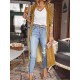 Pockets Solid Color Split-Joint Velvet Long Sleeves Loose Collarless Outerwear Pockets Solid Color Split-Joint Velvet Long Sleeves Loose Collarless Outerwear