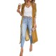 Pockets Solid Color Split-Joint Velvet Long Sleeves Loose Collarless Outerwear Pockets Solid Color Split-Joint Velvet Long Sleeves Loose Collarless Outerwear