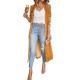 Pockets Solid Color Split-Joint Velvet Long Sleeves Loose Collarless Outerwear Pockets Solid Color Split-Joint Velvet Long Sleeves Loose Collarless Outerwear