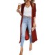 Pockets Solid Color Split-Joint Velvet Long Sleeves Loose Collarless Outerwear Pockets Solid Color Split-Joint Velvet Long Sleeves Loose Collarless Outerwear