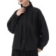 Buttoned Elasticity Pleated Long Sleeves Loose Stand Collar Outerwear Jackets Buttoned Elasticity Pleated Long Sleeves Loose Stand Collar Outerwear Jackets