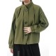Buttoned Elasticity Pleated Long Sleeves Loose Stand Collar Outerwear Jackets Buttoned Elasticity Pleated Long Sleeves Loose Stand Collar Outerwear Jackets