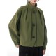 Buttoned Elasticity Pleated Long Sleeves Loose Stand Collar Outerwear Jackets Buttoned Elasticity Pleated Long Sleeves Loose Stand Collar Outerwear Jackets