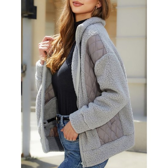 Split-Joint Velvet Long Sleeves Loose Lapel Outerwear Split-Joint Velvet Long Sleeves Loose Lapel Outerwear