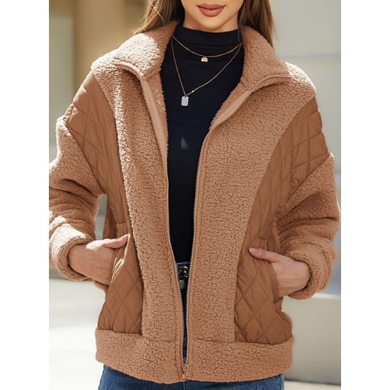 Split-Joint Velvet Long Sleeves Loose Lapel Outerwear Split-Joint Velvet Long Sleeves Loose Lapel Outerwear