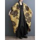 Flower-Embellished Chinese Frog Buttons Pleated Split-Joint Batwing Sleeves Loose V-Neck Outerwear Flower-Embellished Chinese Frog Buttons Pleated Split-Joint Batwing Sleeves Loose V-Neck Outerwear