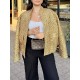 Elasticity Sequined Split-Joint Long Sleeves Loose Stand Collar Outerwear Elasticity Sequined Split-Joint Long Sleeves Loose Stand Collar Outerwear