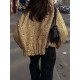 Elasticity Sequined Split-Joint Long Sleeves Loose Stand Collar Outerwear Elasticity Sequined Split-Joint Long Sleeves Loose Stand Collar Outerwear
