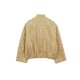 Elasticity Sequined Split-Joint Long Sleeves Loose Stand Collar Outerwear Elasticity Sequined Split-Joint Long Sleeves Loose Stand Collar Outerwear
