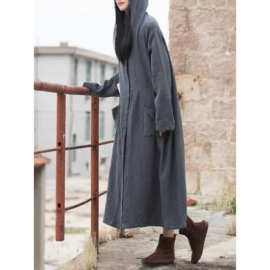 Long Sleeves Loose Solid Color Split-Joint Hooded Jackets&Coats Outerwear Long Sleeves Loose Solid Color Split-Joint Hooded Jackets&Coats Outerwear