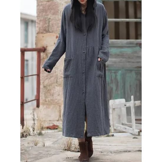 Long Sleeves Loose Solid Color Split-Joint Hooded Jackets&Coats Outerwear Long Sleeves Loose Solid Color Split-Joint Hooded Jackets&Coats Outerwear