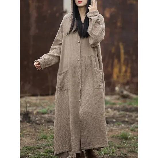 Long Sleeves Loose Solid Color Split-Joint Hooded Jackets&Coats Outerwear Long Sleeves Loose Solid Color Split-Joint Hooded Jackets&Coats Outerwear