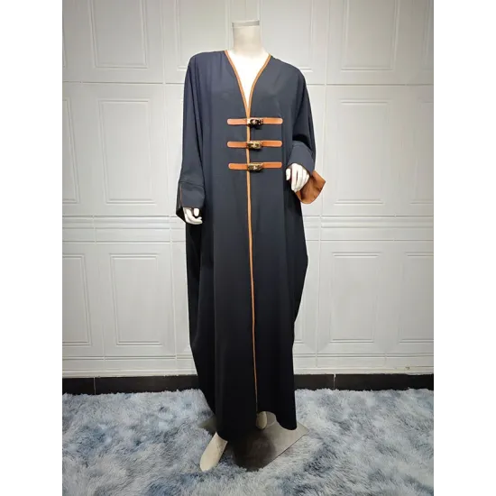 Contrast Color Muslim Split-Joint Loose V-neck Muslim Abaya Cover-Ups Tops Contrast Color Muslim Split-Joint Loose V-neck Muslim Abaya Cover-Ups Tops