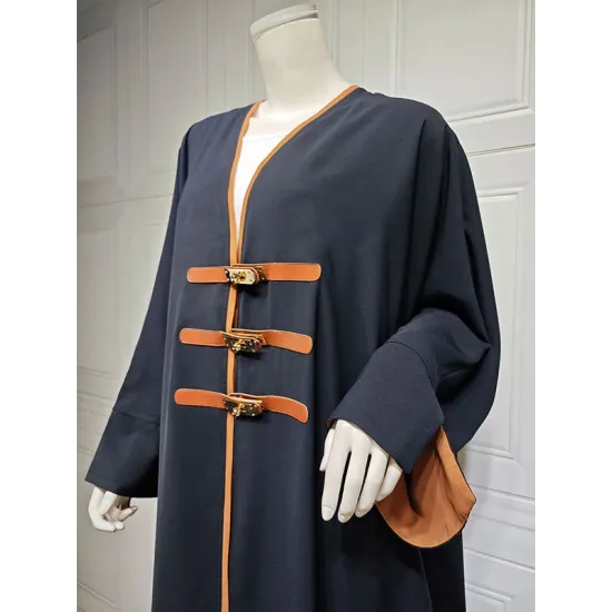 Contrast Color Muslim Split-Joint Loose V-neck Muslim Abaya Cover-Ups Tops Contrast Color Muslim Split-Joint Loose V-neck Muslim Abaya Cover-Ups Tops