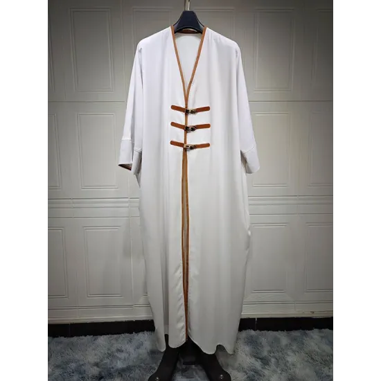 Contrast Color Muslim Split-Joint Loose V-neck Muslim Abaya Cover-Ups Tops Contrast Color Muslim Split-Joint Loose V-neck Muslim Abaya Cover-Ups Tops
