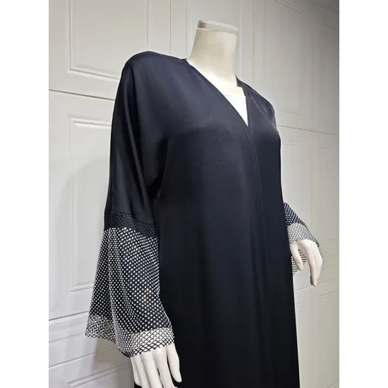 Muslim Rhine Stones Solid Color Split-Joint Loose Outerwear Cover-Ups Tops Muslim Rhine Stones Solid Color Split-Joint Loose Outerwear Cover-Ups Tops