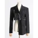 Asymmetric Solid Color Split-Joint Zipper Irregularity Long Sleeves Notched Collar Outerwear Blazer Asymmetric Solid Color Split-Joint Zipper Irregularity Long Sleeves Notched Collar Outerwear Blazer