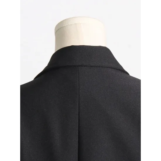 Asymmetric Solid Color Split-Joint Zipper Irregularity Long Sleeves Notched Collar Outerwear Blazer Asymmetric Solid Color Split-Joint Zipper Irregularity Long Sleeves Notched Collar Outerwear Blazer